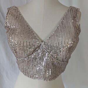 White/Gold Sequin Sari Blouse